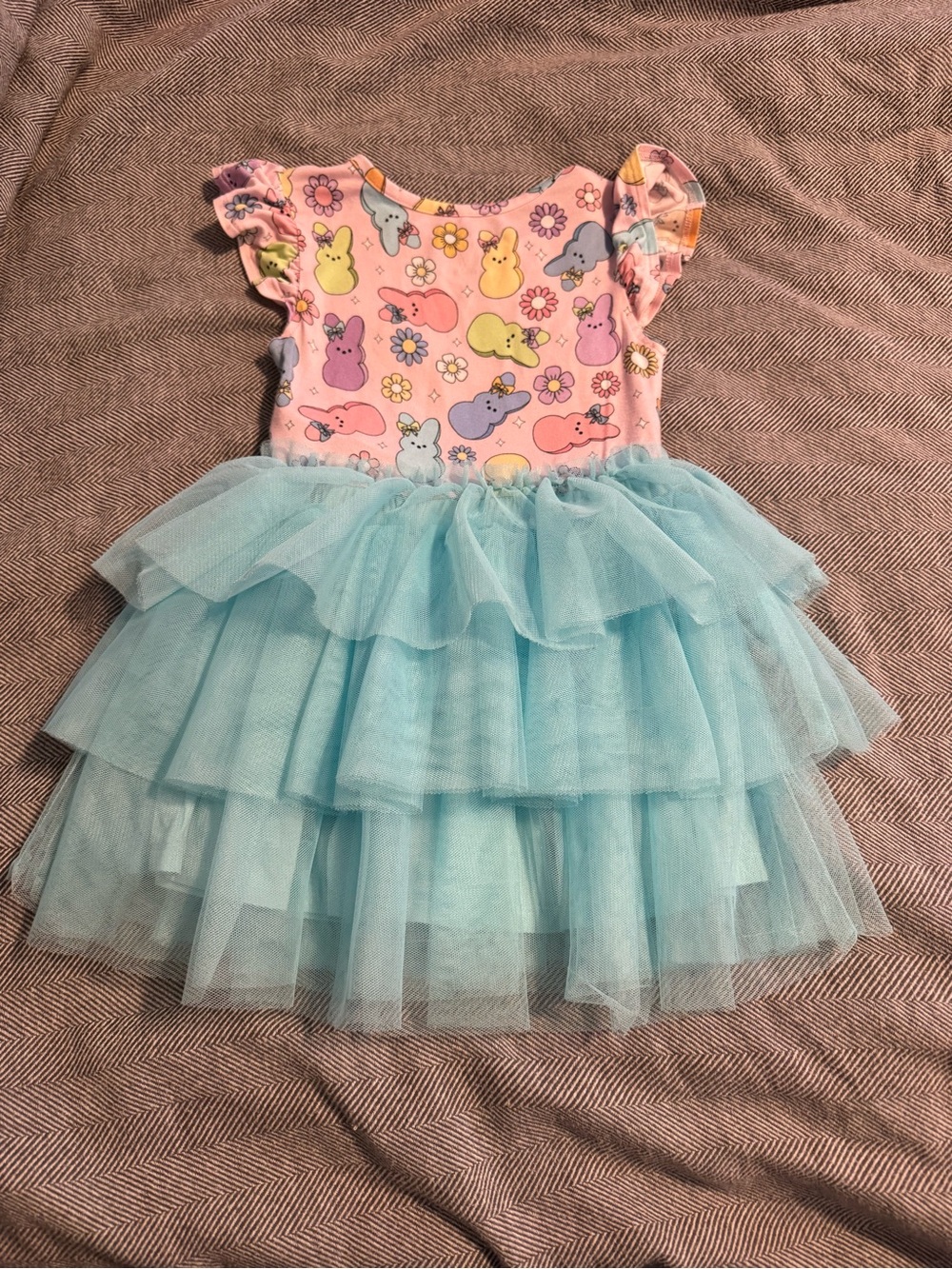 Girls Posh Peanut Peeps Bunny Tulle Tiered Dress